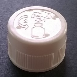 Screw cap PP, ø 28, white. Childproof CRC, with safegard